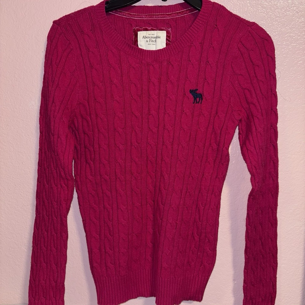 VTG Y2K Abercrombie & Fitch Pink Knit Cardigan Sweater Sz Médium Preppy Cottage